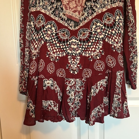 Free People dress long sleeve open back boho mini dress size Medium - Picture 6 of 8